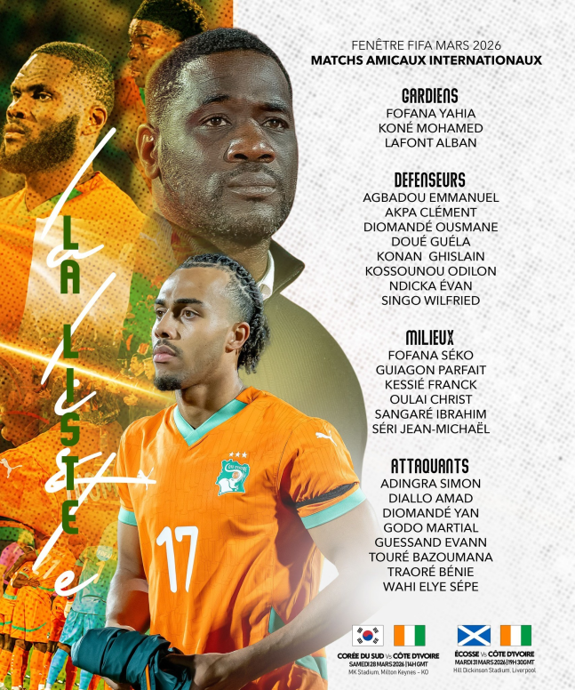 한국 첫 A매치 상대 코트디부아르, 맨유 디알로 등 최정예 25인 소집